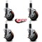 Service Caster 4'' Maroon Poly Swivel 1-1/4'' Expanding Stem Caster Set with Brake, 4PK SCC-EX20S414-PPUB-MRN-TLB-114-4 - alternate 4